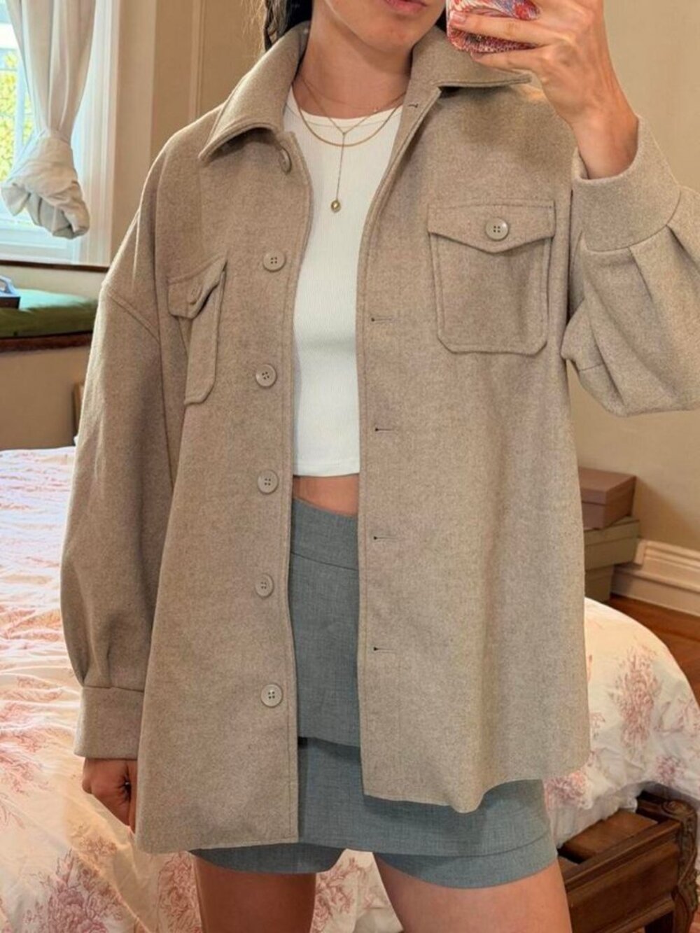 Urban Outfitters Beige Shacket Shirt Jacket Size M
